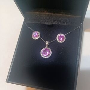 Pink Earring & Necklace Jewelry Set